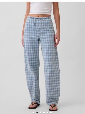 Gap High Rise Easy Jeans in light indigo Plaid Gingham Jeans Barrel leg Xl 16 18